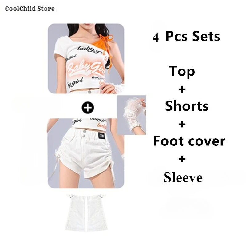 Girls Off Shoulder Crop Top & Cargo Pants Set