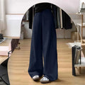 Drawstring Adjustable Maternity Wide-Leg Curve Pants High Waist Belly Support Retro Baggy Trousers for Spring Autumn 3 Colors