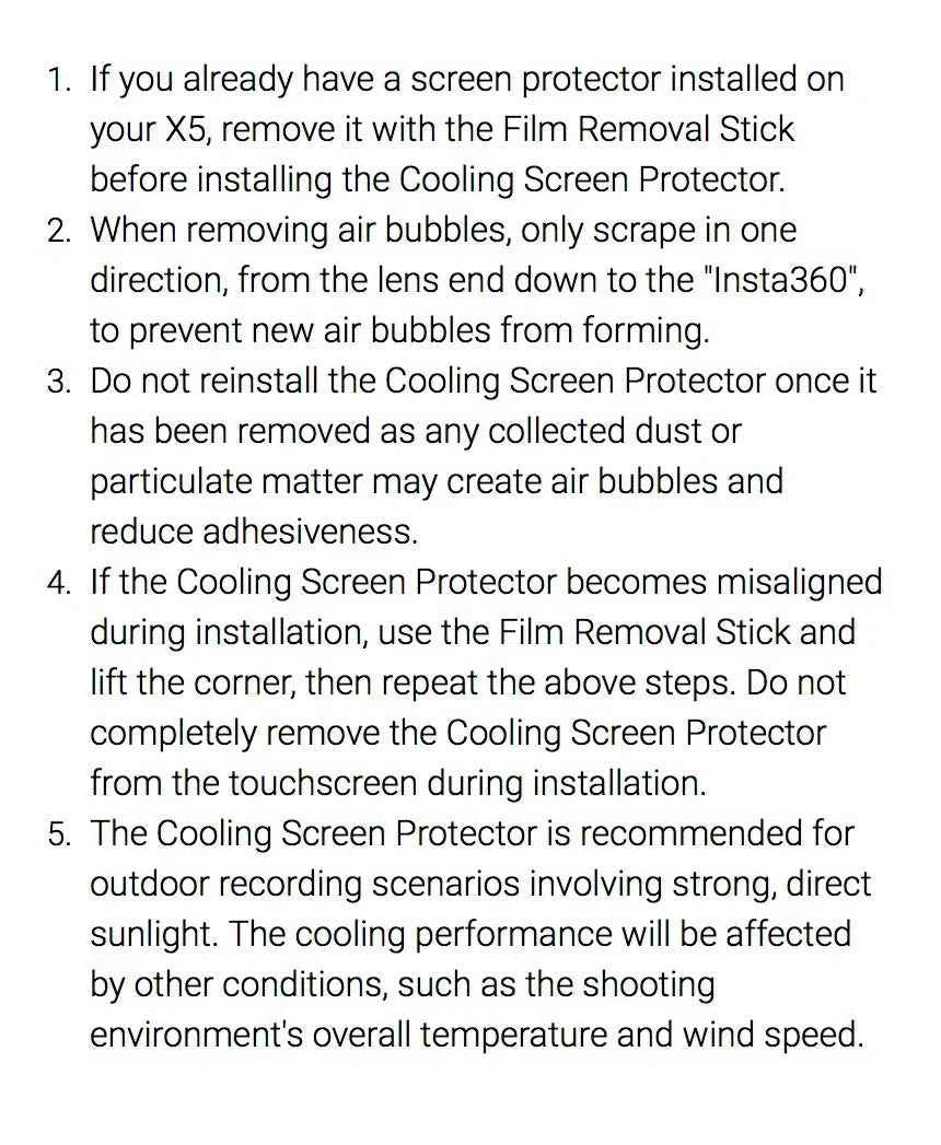 Insta360 X5 Screen Protector Standard or Cooling Tempered Glass Film For Insta 360 X5 Original Accessories