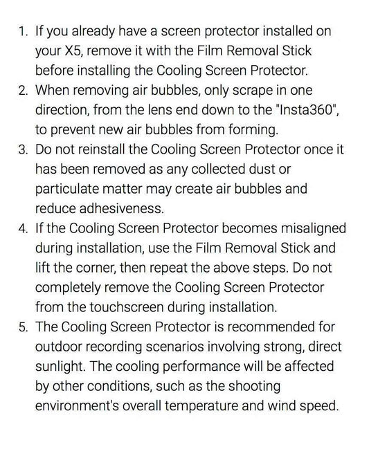 Insta360 X5 Screen Protector Standard or Cooling Tempered Glass Film For Insta 360 X5 Original Accessories