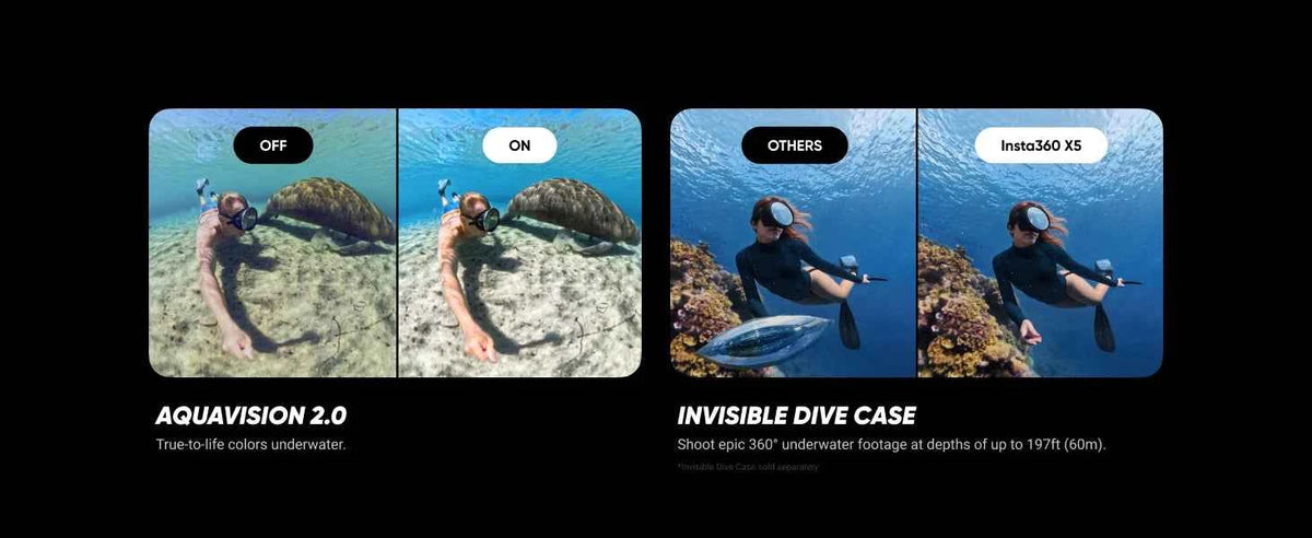 Insta360 X5 - Waterproof 8K 360° Action Camera, Leading Low Light, 3-Hour,Triple AI Chip Design Battery,