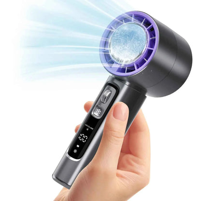 Outdoor Portable Mini Fan Handheld Fan with LED Display Semiconductor Refrigeration 100 Wind Speeds USB Rechargeable Battery Fan