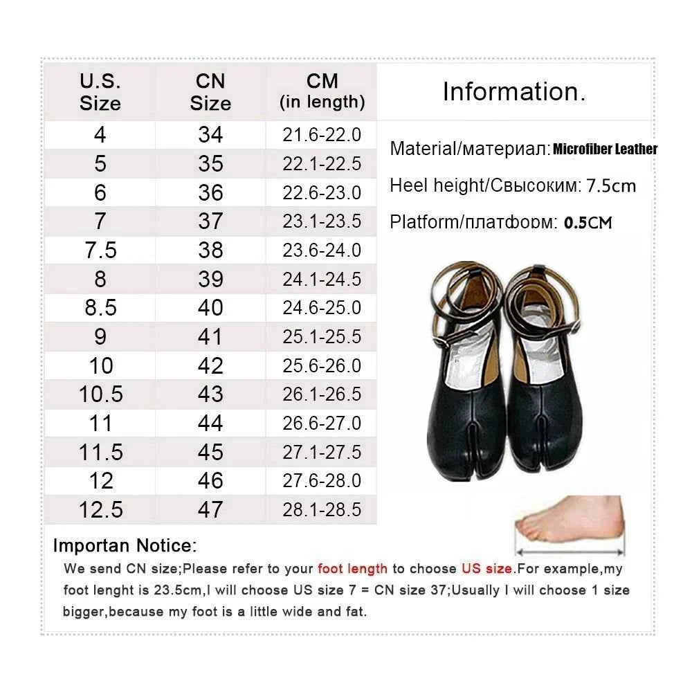 Split Toe Ninja Tabi Pumps Women Ankle Strap Buckle Round Heel High Heels Party Shoes Women zapatos de mujer chaussure femme