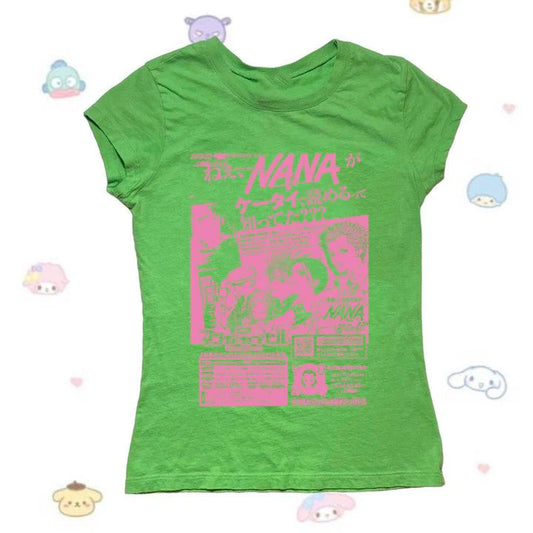 Y2k Nana Osaki Graphic T Shirts  Casual Harajuku Streetwear Japanese Clothes Fashion Rock Punk Sleeveless Tanks & Camis Coquette SS69 17.69 Green / XL