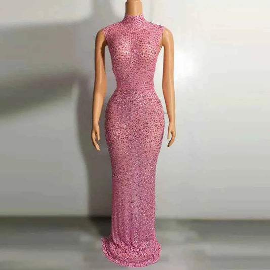 Elegant Luxury Crystal Party Dress Birthday Celebration Dress Bride Diamond Long Prom Dress Mother Formal Grand Party Dress