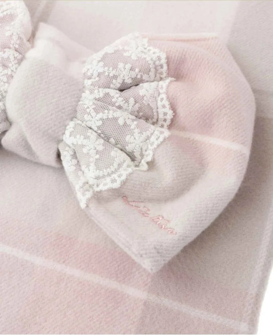 Japanese Liz New Lazy Wind Girls Sweet Plaid Lace Bow Scarf Soft Warm Women's Winter Lolita Scarf
