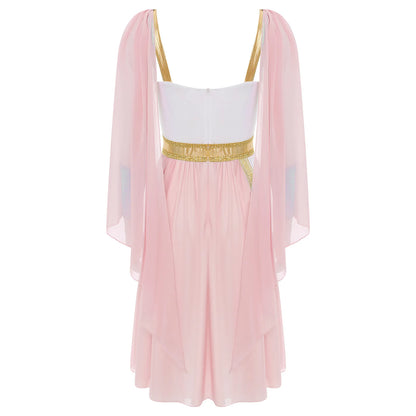SS69 Women Ancient Greek Goddess Cosplay Costume Chiffon Sleeveless Dress