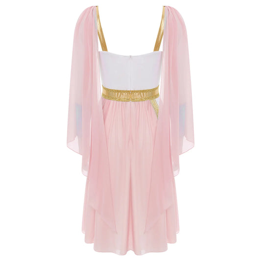 SS69 Women Ancient Greek Goddess Cosplay Costume Chiffon Sleeveless Dress