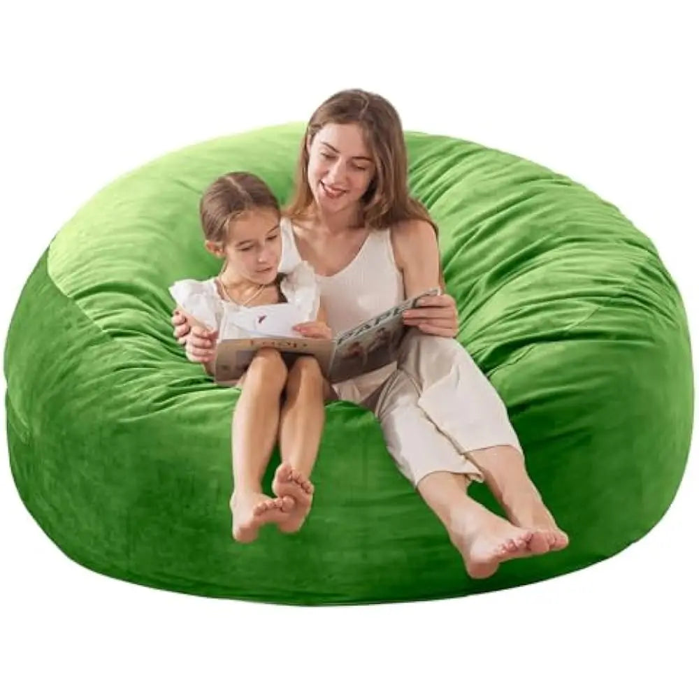 5 Large Memory Foam Filled Bean Bag Chairs for W/Filling,Ultra Soft Dutch Velvet Cover,Round Fluffy Lazy Sofa for Living Room