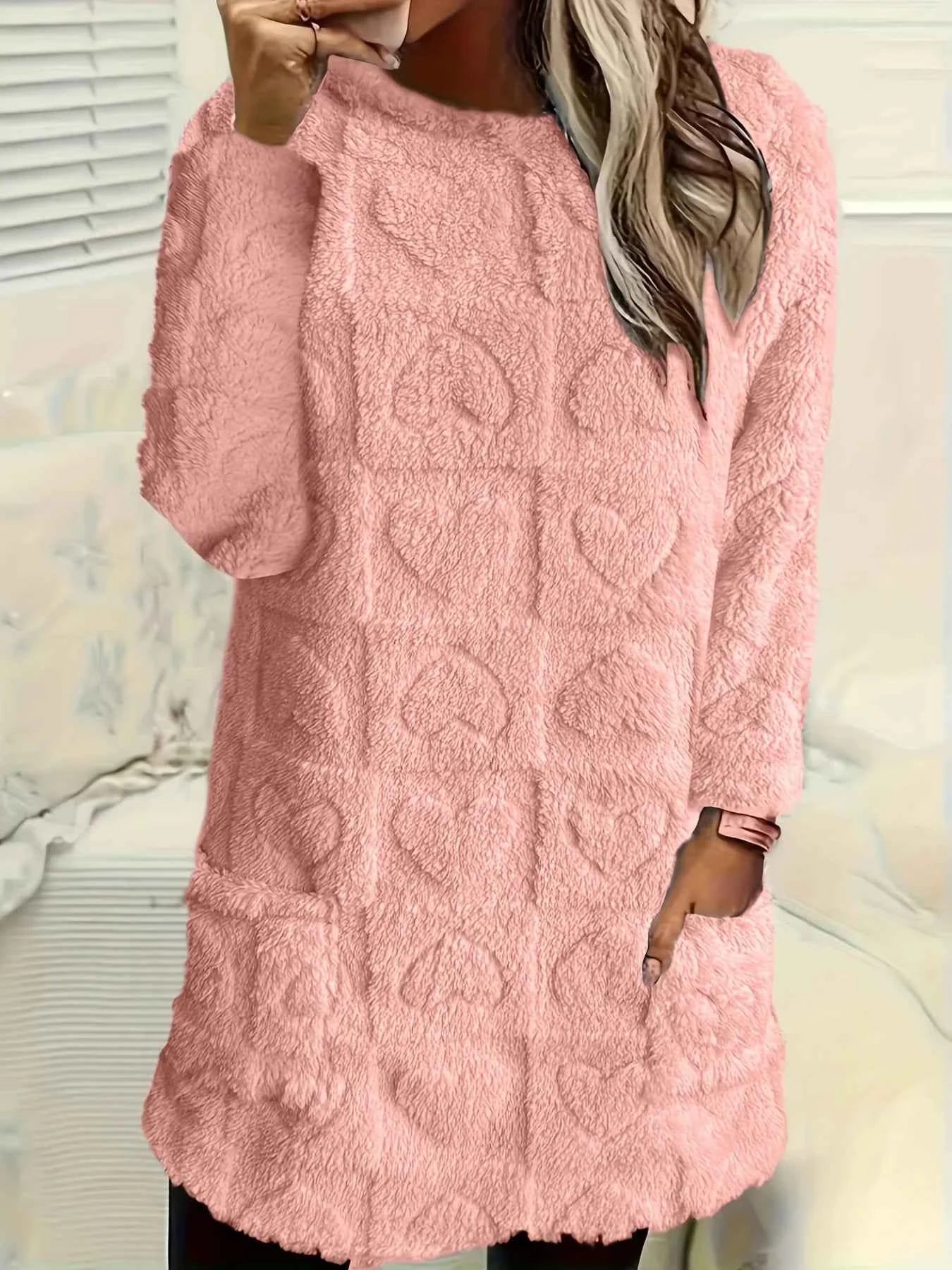 Plus-size European and American cross-border  autumn and winter new casual print pocket plush sweatshirt