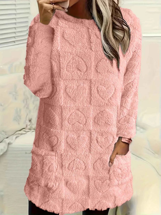 Plus-size European and American cross-border  autumn and winter new casual print pocket plush sweatshirt