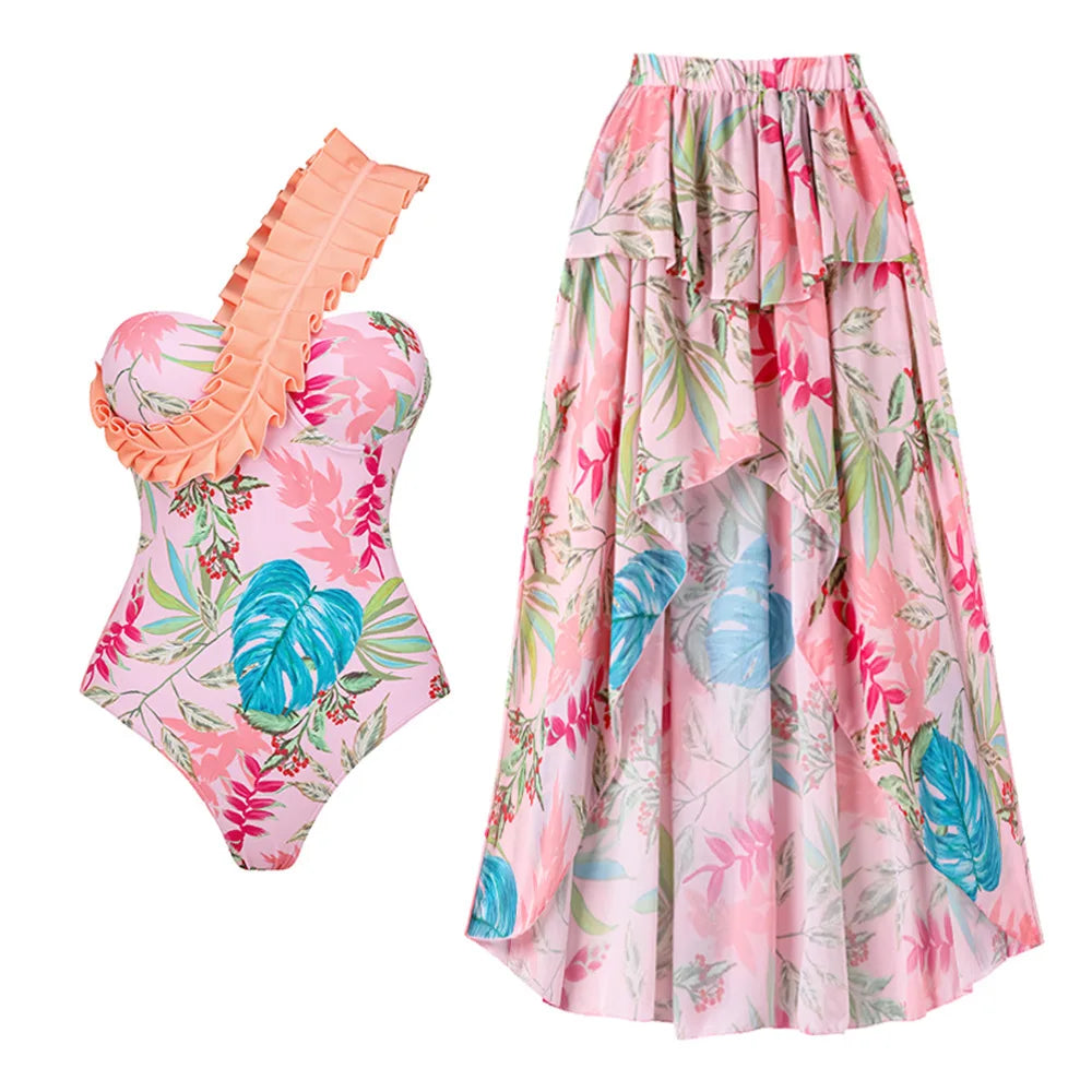 2023 New Arrival Push Up Women Bikini Set Floral Printed Ruffle Bikinis Strappy Bandage Swimwear Brazilian Biquini Bathing Suit SS69 31.69 CY2560G1 / M