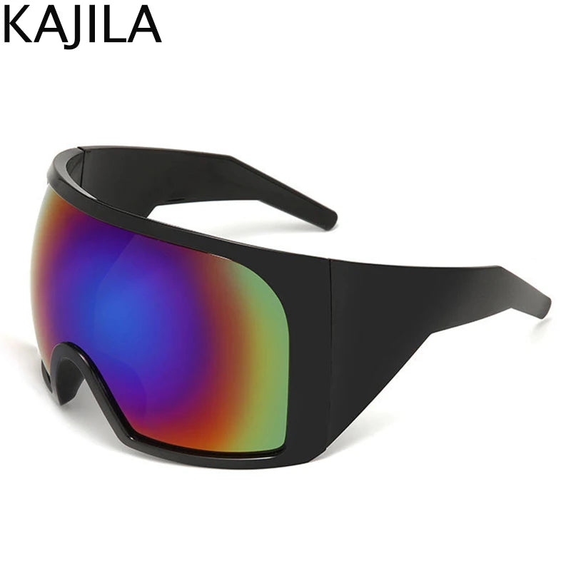 Oversized Punk Shield Sunglasses Women Men Big Frame 2024 Luxury Brand Steampunk Mask Sun Glasses For Ladies Sports Goggle UV400 SS69