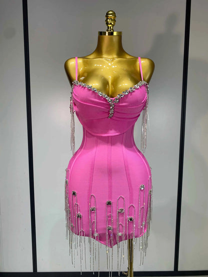 Women Sexy Backless Spaghetti Strap Bodycon Sleeveless Bandage Dress 2025 Elegant Prom Gown Club Evening Party Birthday Dresses