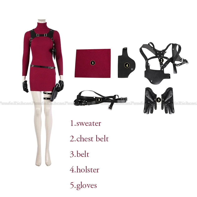 Ada Wong Resident Evil Red Cheongsam Cosplay Dress for Women