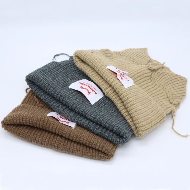 Long fox Ears Knitted Hat Men Women Rabbit Ear Warm Crochet Beanies Kpop Hip Hop Hat Winter Skullies Cap Y2k Christmas Gifty