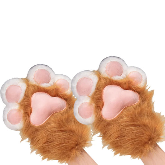 Fursuit Paw Gloves Boots Giant Wearable Wing Accessories Plush Toys Furry Cosplay Cat Bear Shoes Cute Fluffy Animal Manga Party SS69 14.69 2 Brown gloves