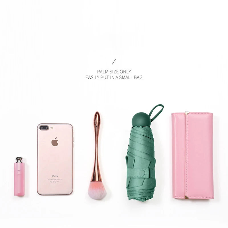 Mini Capsule Umbrella, Ultra-Light Sun Protection UV Blocking, Fashion Casual Basic Style, Manual Open, 6 Ribs Iron Frame