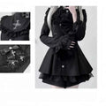 2025 Autumn Gothic Lolita Dress Sweet Heart Black Bow - Elegant Long Sleeve Short Dress with Lace Trim Slim Fit Waist for Women