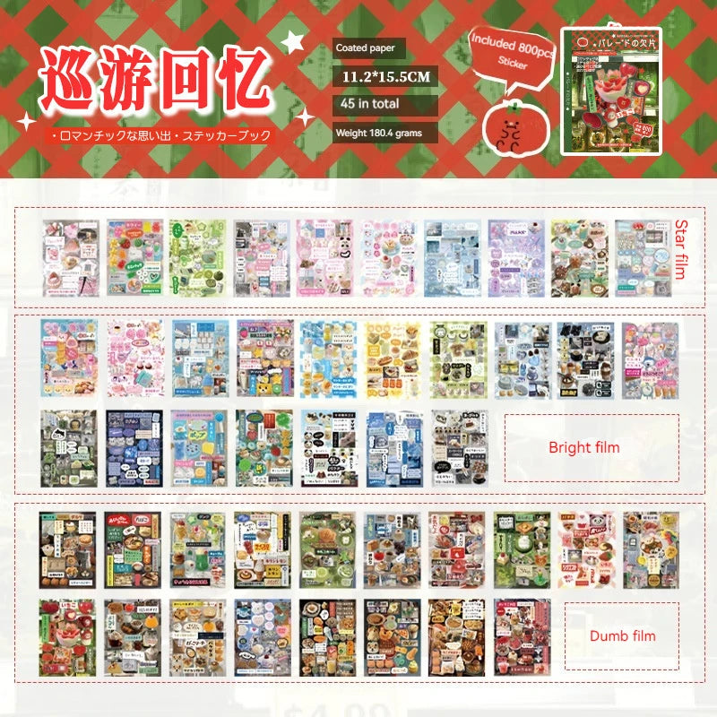 45pcs Japanese Retro Early Style Manga Cut Film Sticker Book Kawaii Girl Scrapbook Journal DIY Deco Cute Showa Phone Case Decals SS69 19.69 Memories 45sheets