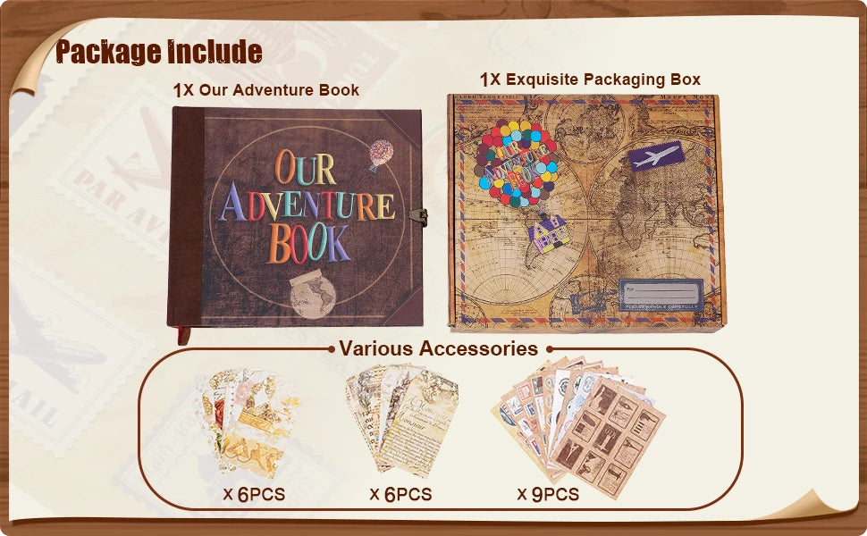 Our Adventure Book 146 Page DIY Handmade Photo Album Scrapbook Retro Kraft Album Anniversary Wedding Memory Mother's Day Gift SS69