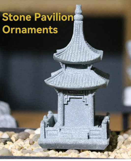 Miniature Sandstone Zen Tower Ornament for Bonsai Garden and Fish Tank