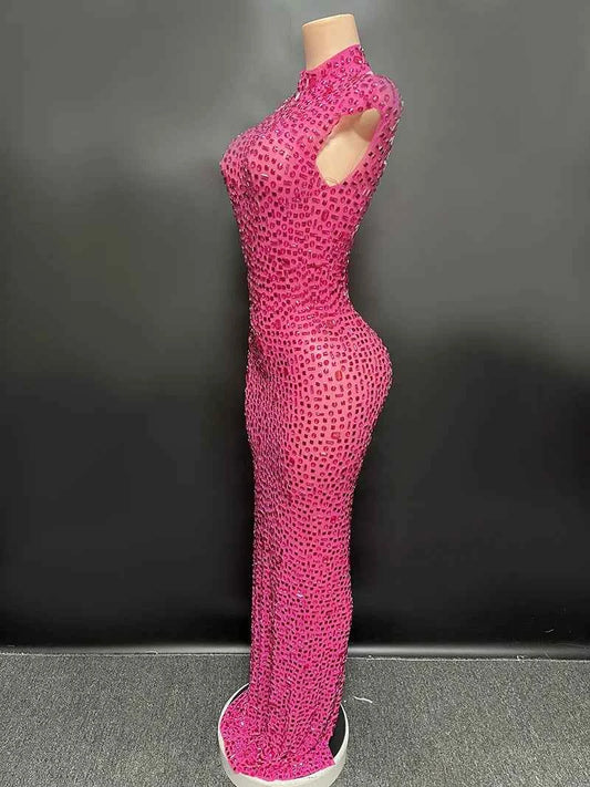 Elegant Luxury Crystal Party Dress Birthday Celebration Dress Bride Diamond Long Prom Dress Mother Formal Grand Party Dress