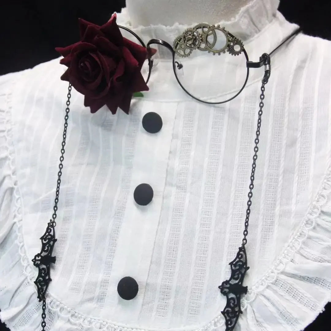 Japanese Original Punk Red Rose Gear Lolita Glasses New Fashion JK Streetwear Student Cosplay Masks Men Women Telegant Glasses SS69