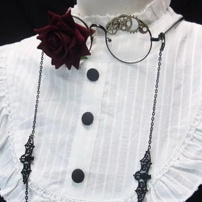 Japanese Original Punk Red Rose Gear Lolita Glasses New Fashion JK Streetwear Student Cosplay Masks Men Women Telegant Glasses SS69
