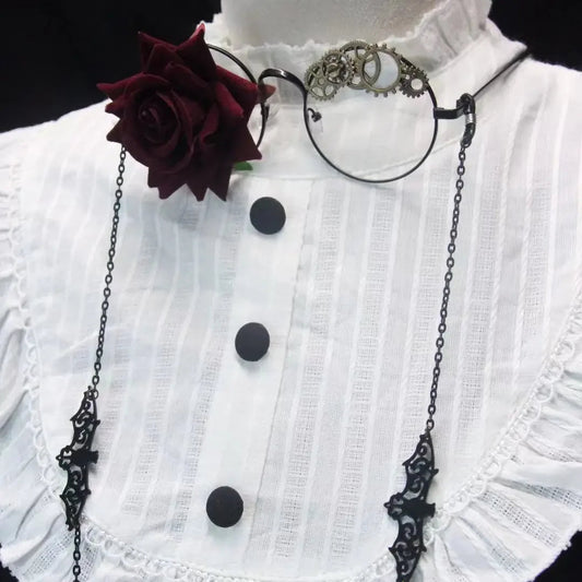 Japanese Original Punk Red Rose Gear Lolita Glasses New Fashion JK Streetwear Student Cosplay Masks Men Women Telegant Glasses SS69