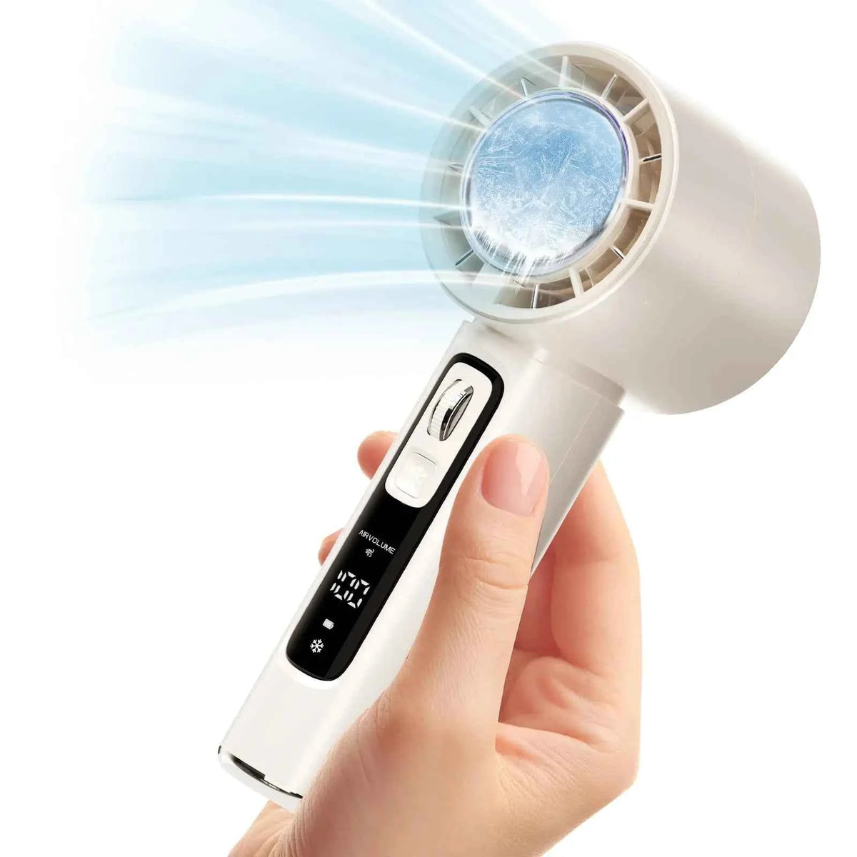Outdoor Portable Mini Fan Handheld Fan with LED Display Semiconductor Refrigeration 100 Wind Speeds USB Rechargeable Battery Fan