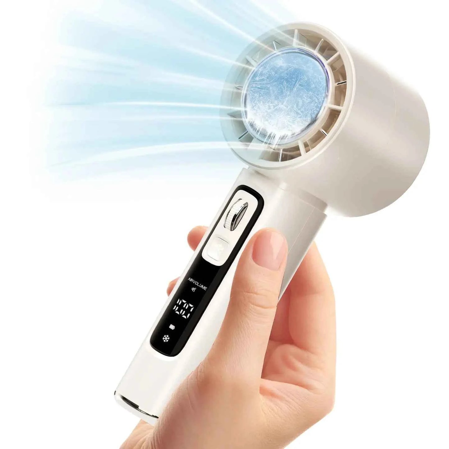 Outdoor Portable Mini Fan Handheld Fan with LED Display Semiconductor Refrigeration 100 Wind Speeds USB Rechargeable Battery Fan