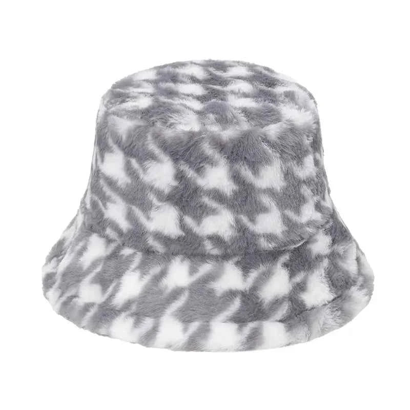 Winter Bucket Hat Women's Fashion Leopard Panama Warm Hats Female Vintage Faux Fur Fisherman Cap Hats For Women Dropshipping