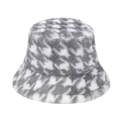Winter Bucket Hat Women's Fashion Leopard Panama Warm Hats Female Vintage Faux Fur Fisherman Cap Hats For Women Dropshipping