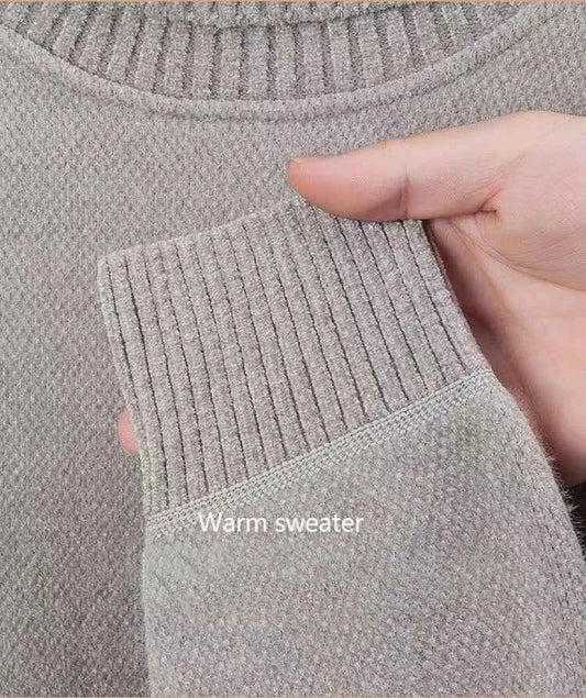 High end brand velvet sweater men's new fashion designer exquisite pony embroidery winter thick warm high neck knitted pullover