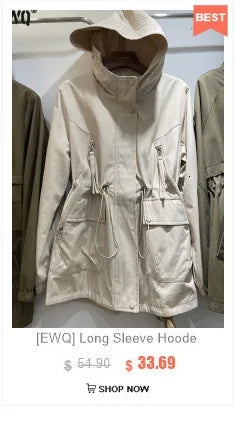 [EWQ] Vintage Long Sleeve Denim Pockets Patchwork V-Neck Orange-red Sweater Loose Tops Old Designs Women Pullover Knitted 6U1329 SS69