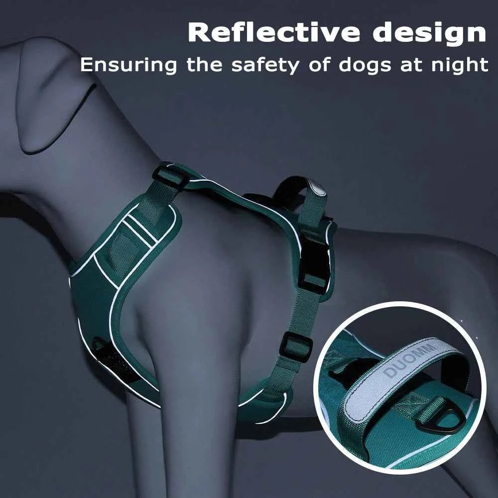 Dog Harness with Airtag Holder and Leash Set-Premium Oxford Breathable Material Durable Reflective Dog Harness and Leash Set