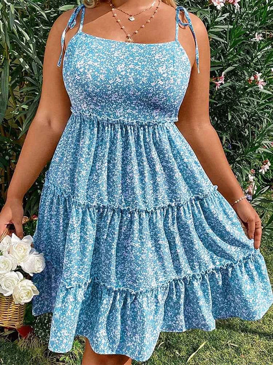Plus Size 2025 Summer New Women's Halter Backless Hollow Out Short Sleeve Dress Bohemian Mini Floral Dress Best of Summer