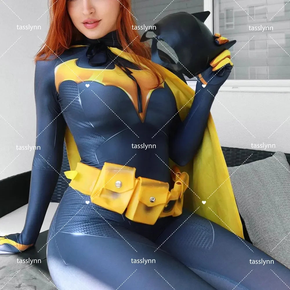 Bat Girls Cosplay Costumes Zentai Suit Bat Girl Bodysuit for Geek Girl Halloween Costumes for Women Excluding Cloak Belt Mask SS69