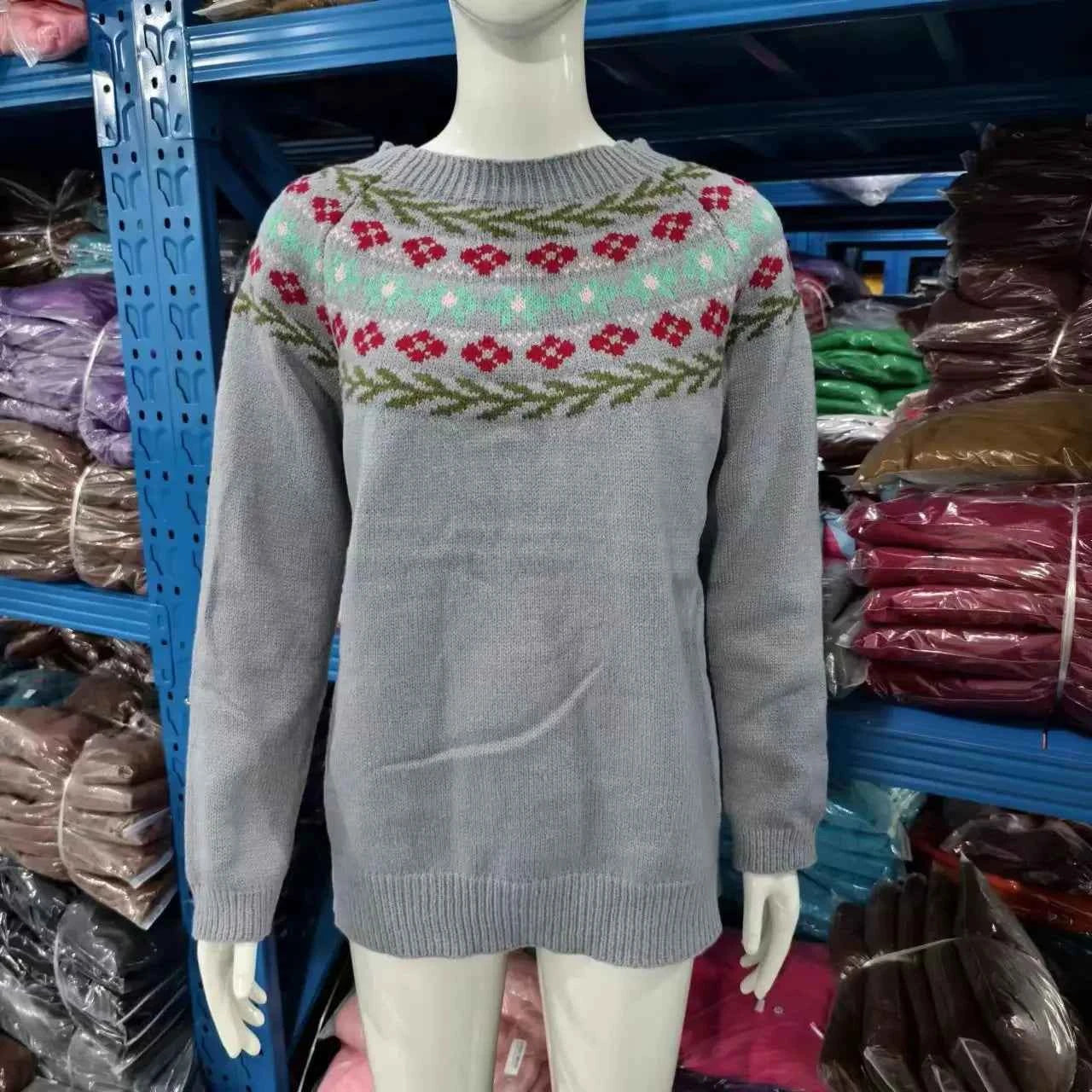 Spring Knitted Women's Sweater O-neck Long Sleeve Casual Loose Sweater Elegant Trendy Print Female Winter Fashion Ladies Clothes