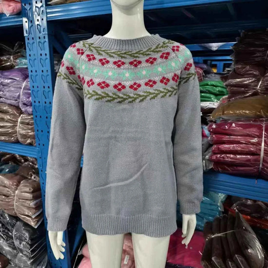 Spring Knitted Women's Sweater O-neck Long Sleeve Casual Loose Sweater Elegant Trendy Print Female Winter Fashion Ladies Clothes