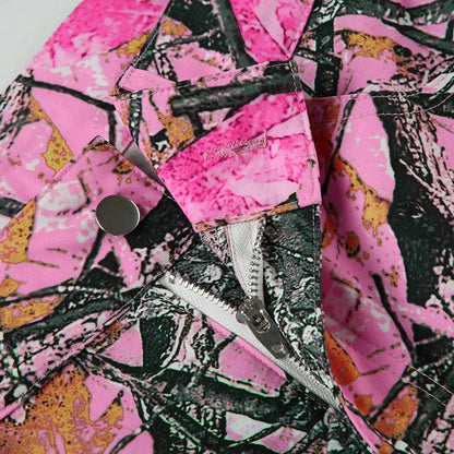 Rockmore Pink Thorn Camouflage Printed Flare Pant Casual High Street Trouser Women Y2k Clothes Autumn Aesthetic Grunge Fairycore SS69