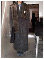 Mauroicardi Autumn Winter Oversized Extra Long Warm Thick Gray Wool & Blends Coat Women Loose Casual Fluffy Korean Fashion 2024