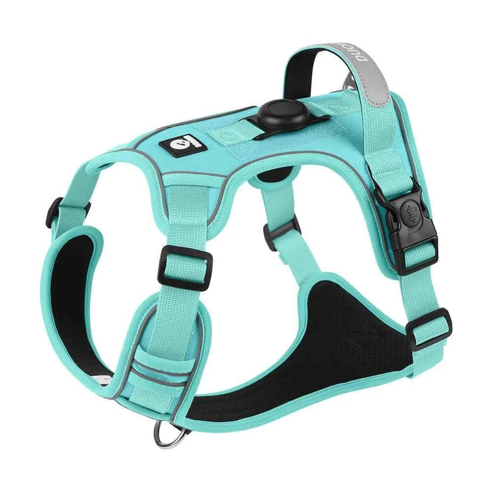 Dog Harness with Airtag Holder and Leash Set-Premium Oxford Breathable Material Durable Reflective Dog Harness and Leash Set