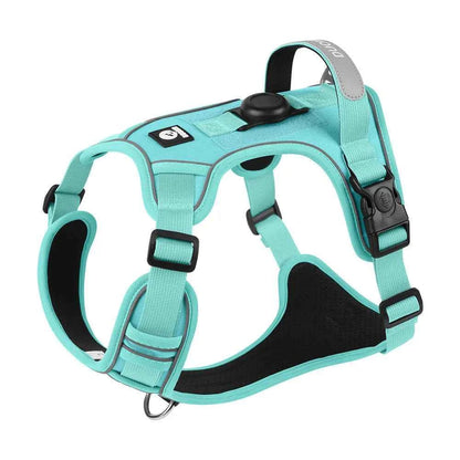 Dog Harness with Airtag Holder and Leash Set-Premium Oxford Breathable Material Durable Reflective Dog Harness and Leash Set