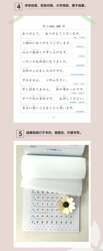 3d book Calligraphy Learning Japanese Hiragana Books Erasable Pen Refill Sets Writing Tools For Adults Kids SS69