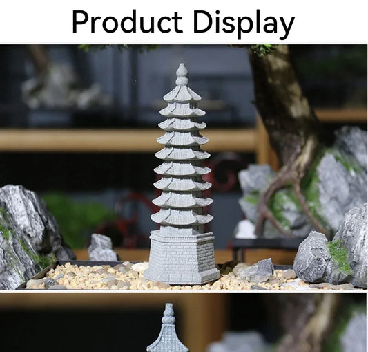 Miniature Sandstone Zen Tower Ornament for Bonsai Garden and Fish Tank