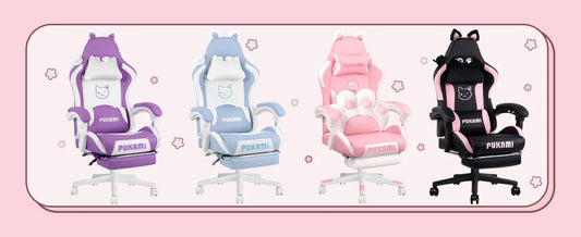 Pink Gaming Chair Cute with Cat Ears and Cat Paw Lumbar Cushion, Ergonomic Computer Chair for Girl with Footrest and Headrest SS69