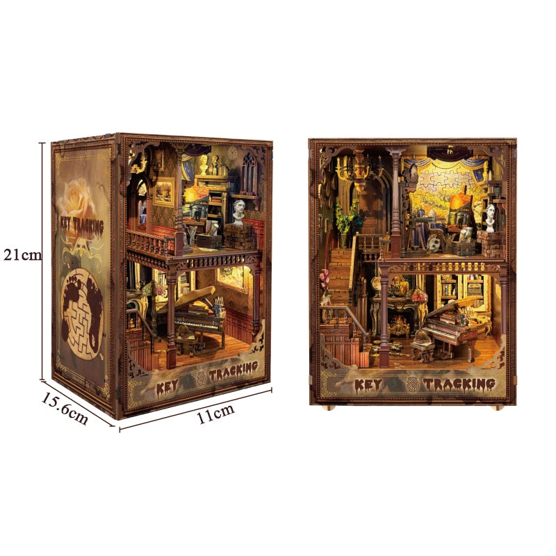 Tinamic DIY Wooden Book Nook Shelf Insert Miniature Model Building Kit