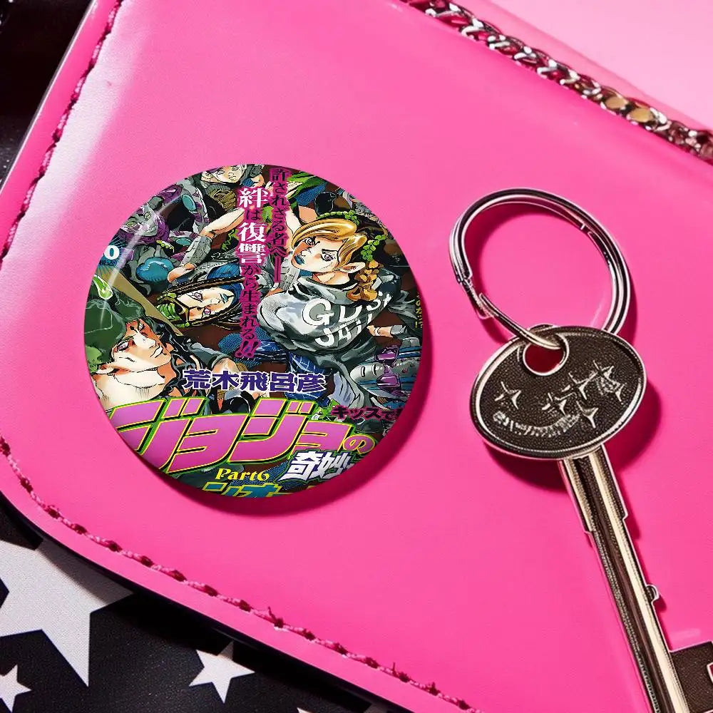 Anime JoJo Bizarre Adventure Soft Button Pin Round Metal Badge Lapel Pin Parts Gift Friends Kid Jewelry